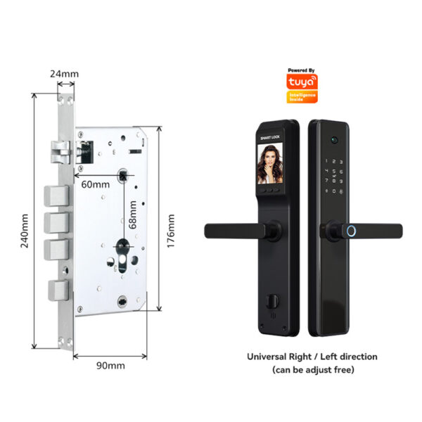 Smart Fingerprint Wireless Door Lock For Hotel And Card/Digital Door Lock For Hotel With Camera Tuya Wifi Or Ttlock