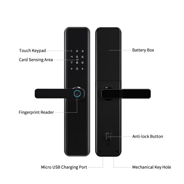 Remote Home Electronic Digital Wifi Smart Fingerprint Door Lock With Tuya App