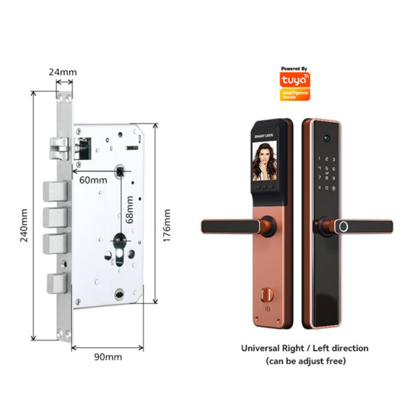 Smart Fingerprint Wireless Door Lock For Hotel And Card/Digital Door Lock For Hotel With Camera Tuya Wifi Or Ttlock