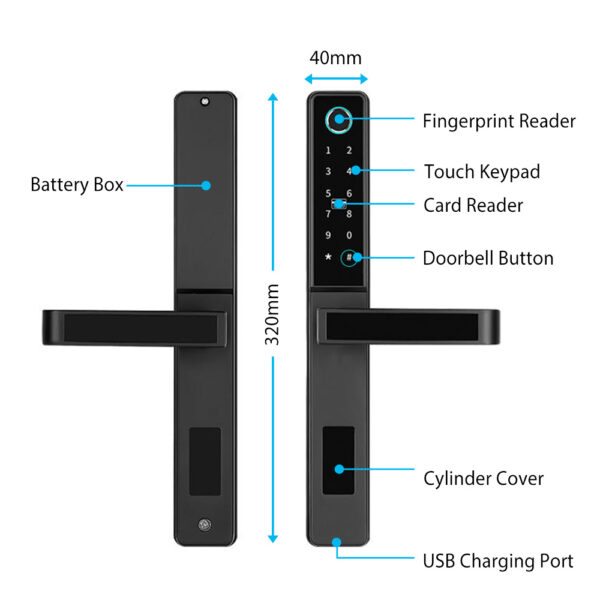 Bluetooth Fingerprint Smart App Door Lock Remote Control / Temporary Password